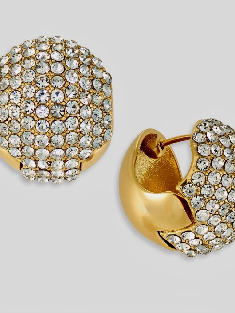 On 34th Gold Crystal Pave Dome Earrings